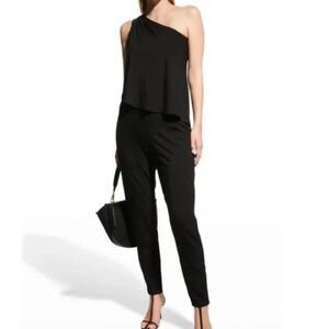 Trina Turk NWT Black Estell Draped One-Shoulder Jumpsuit Size XS